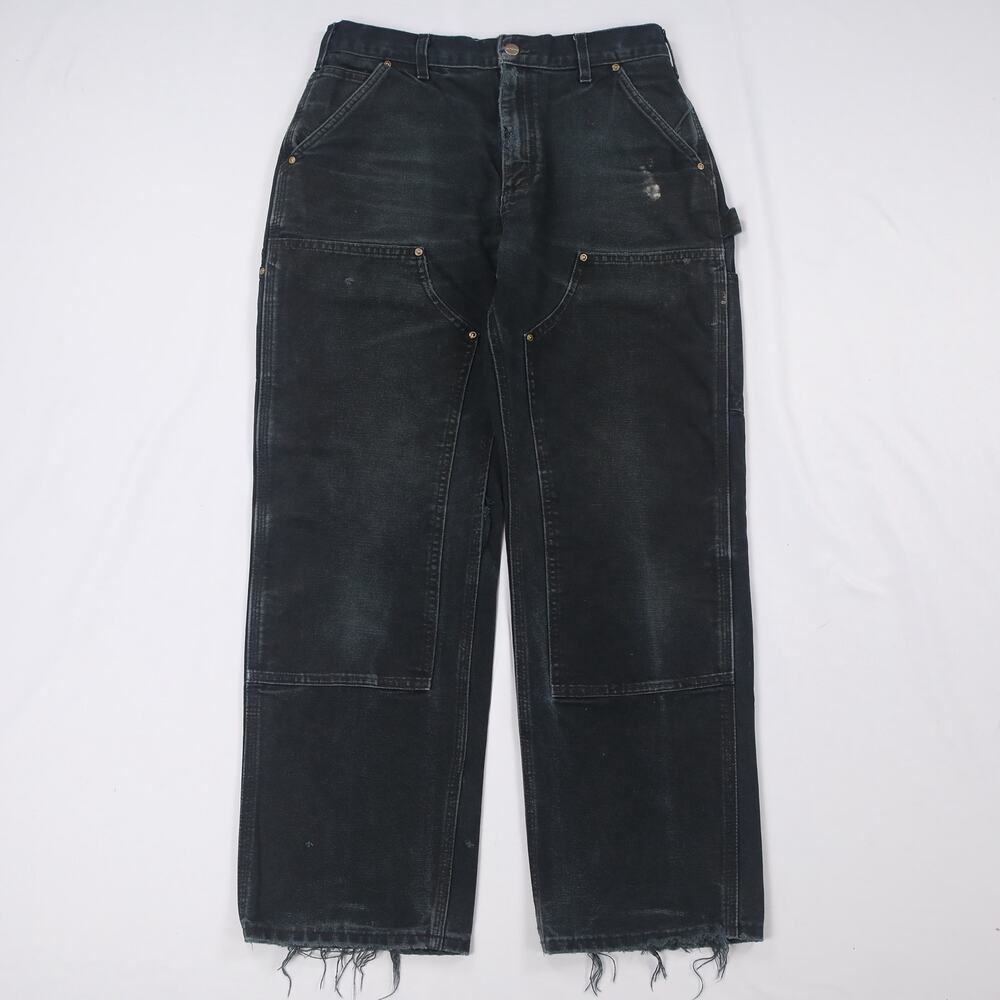 Vintage Carhartt B01 BLK Faded Black Double Knee Carpenter Pant 30x29